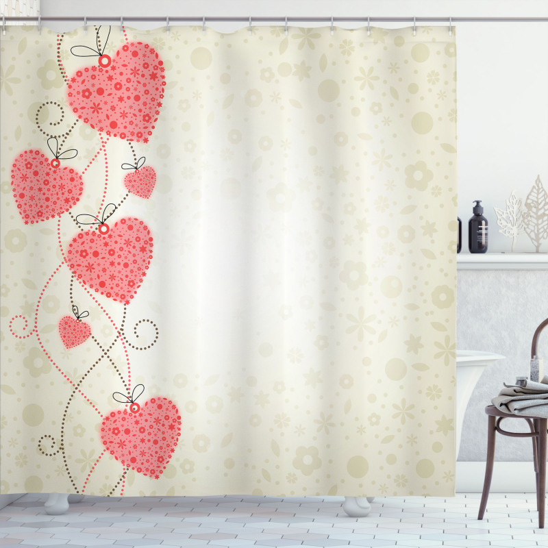 Abstract Motif Hearts Shower Curtain