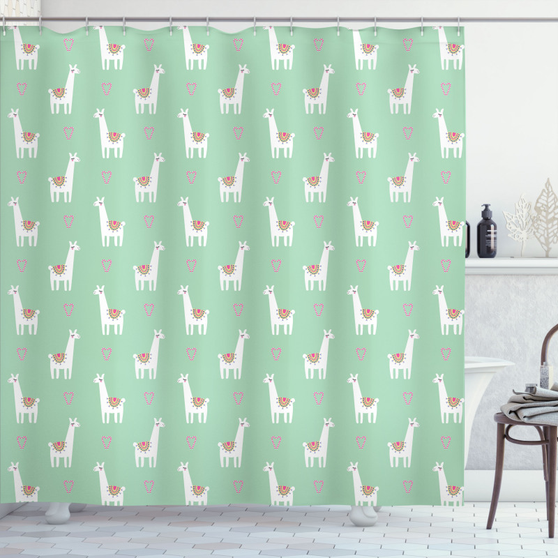Candy Cane Hearts Shower Curtain