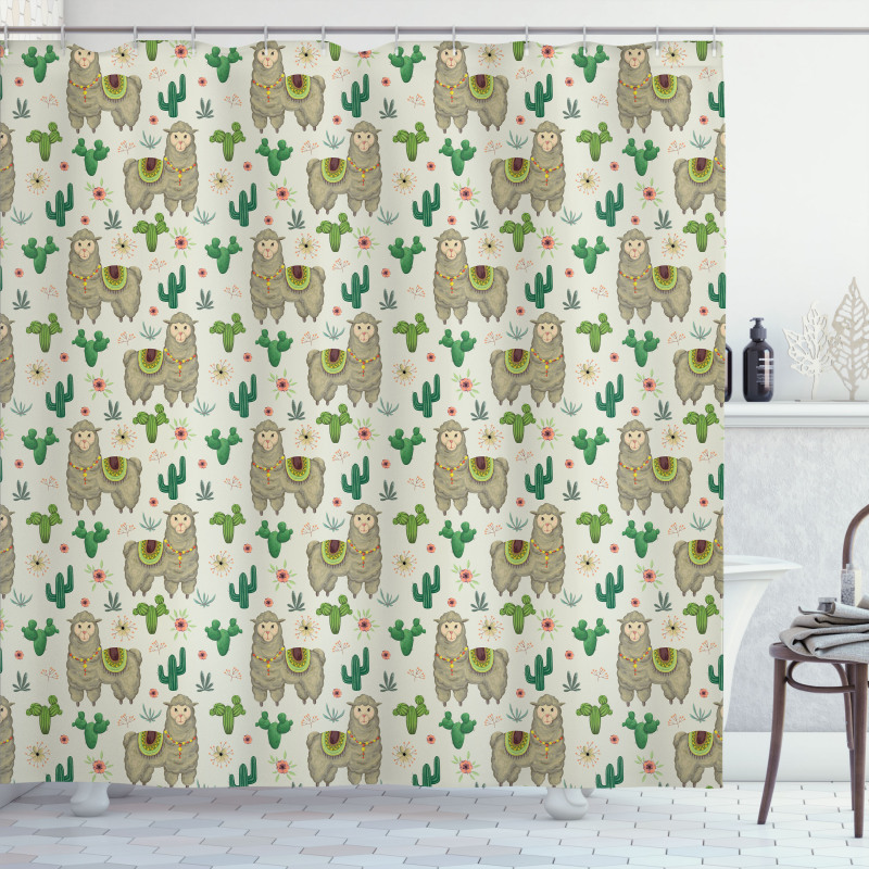 Flora and Fauna Motifs Shower Curtain