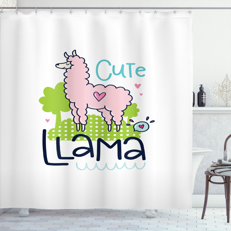 Pink Animal Cartoon Shower Curtain