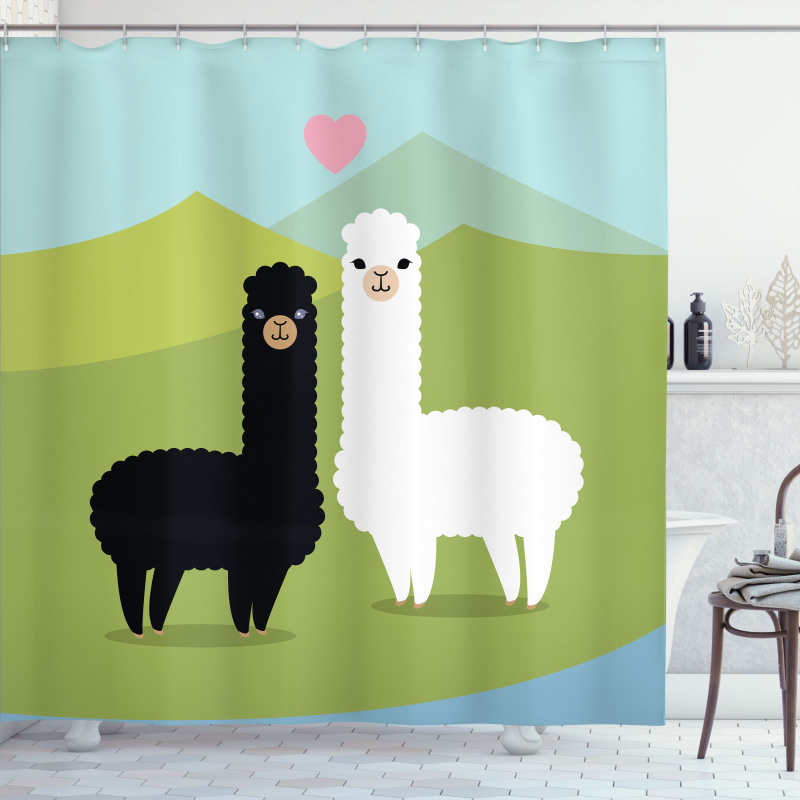 Animals in Love on Hill Shower Curtain