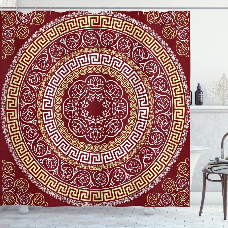 Meander and Flowers Shower Curtain