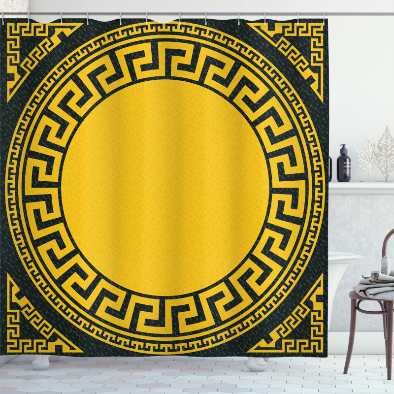 Sun Inspired Circle Shower Curtain