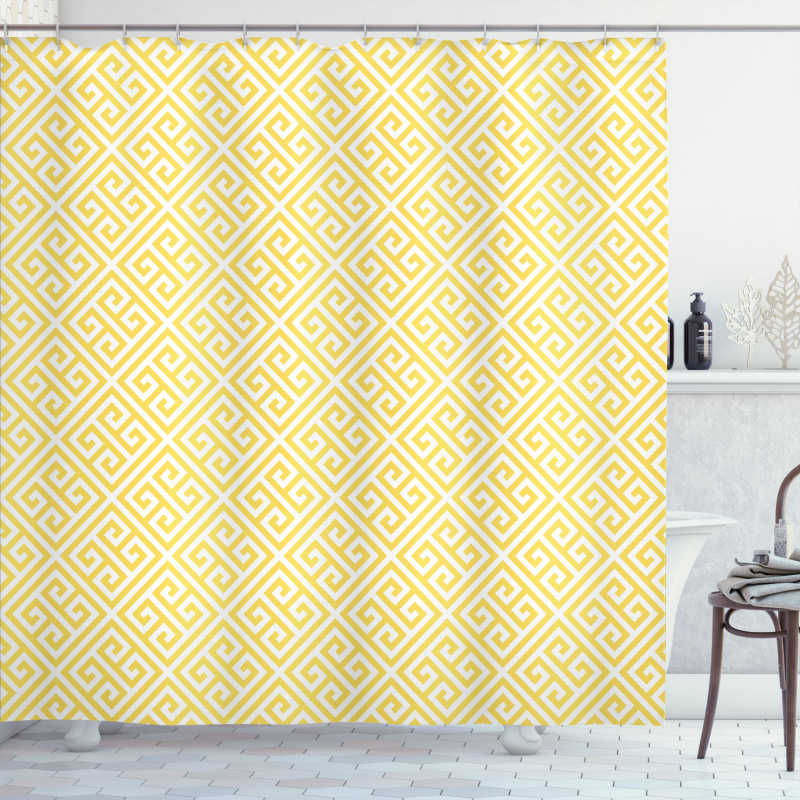 Yellow Roman Tile Shower Curtain