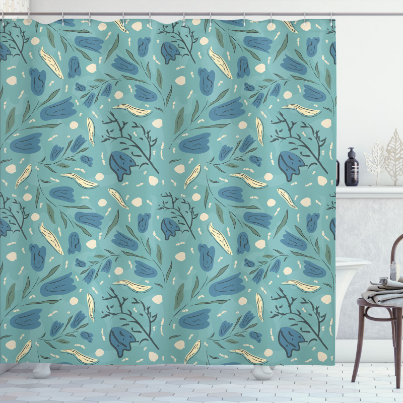 Aquarelle Floral Motif Shower Curtain