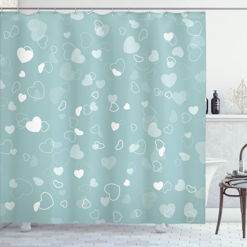 Romantic Hearts Theme Shower Curtain