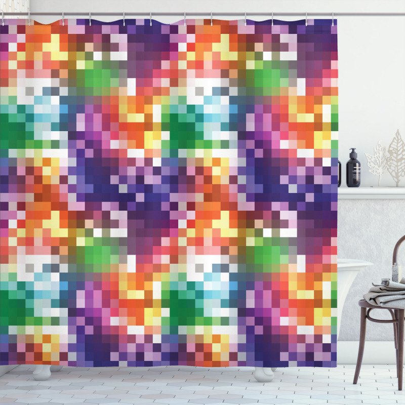 Rainbow Colored Square Shower Curtain