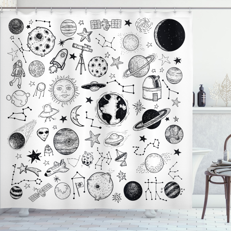 Planets Asteroids Cosmos Shower Curtain