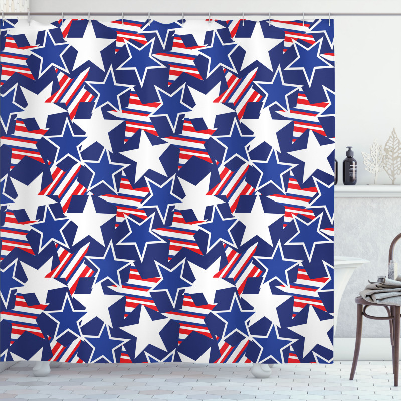 Patriotic American Star Shower Curtain