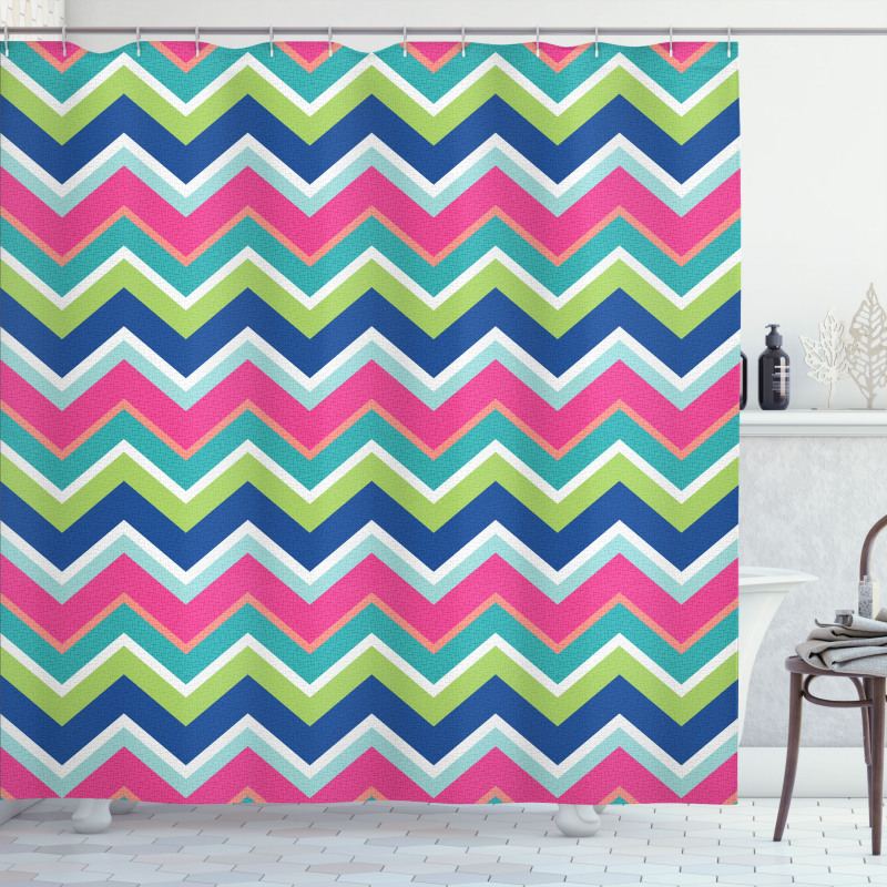 Colorful Chevron Lines Shower Curtain