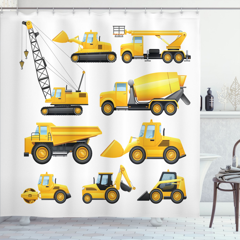 Construction Vehicles Shower Curtain