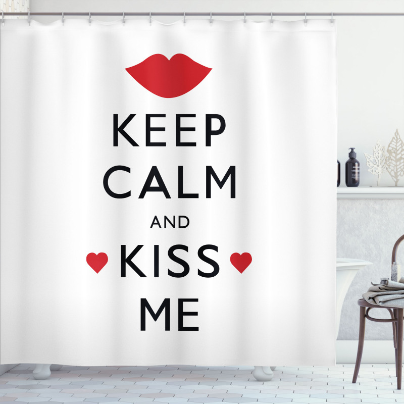 Kiss Me Red Hearts Shower Curtain