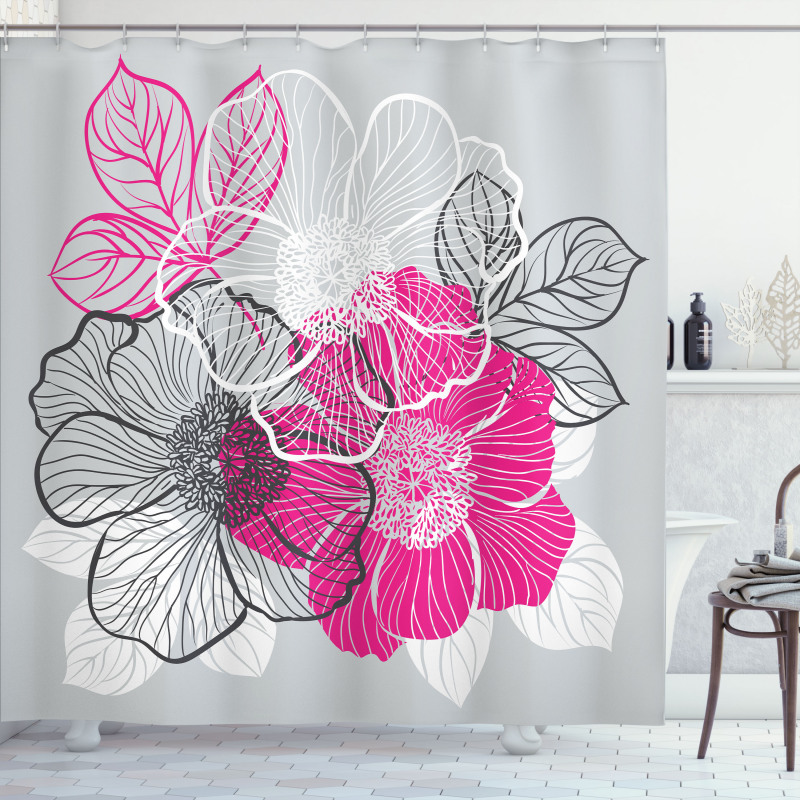 Abstract Bridal Peonies Shower Curtain