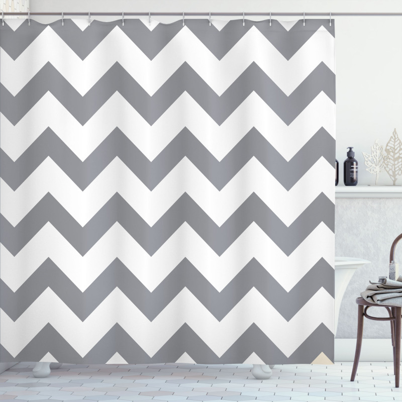 Geometrical Zigzag Stripes Shower Curtain