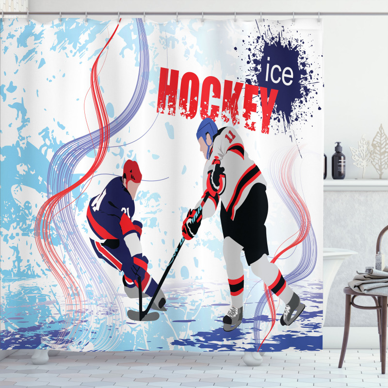 Players on Skating Rink Shower Curtain