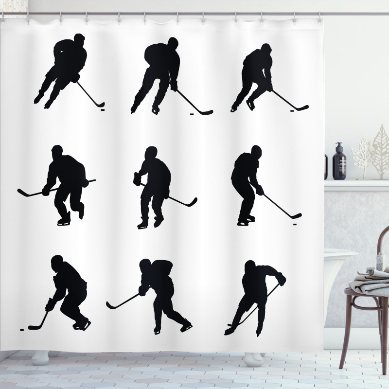 Black Player Silhouettes Shower Curtain