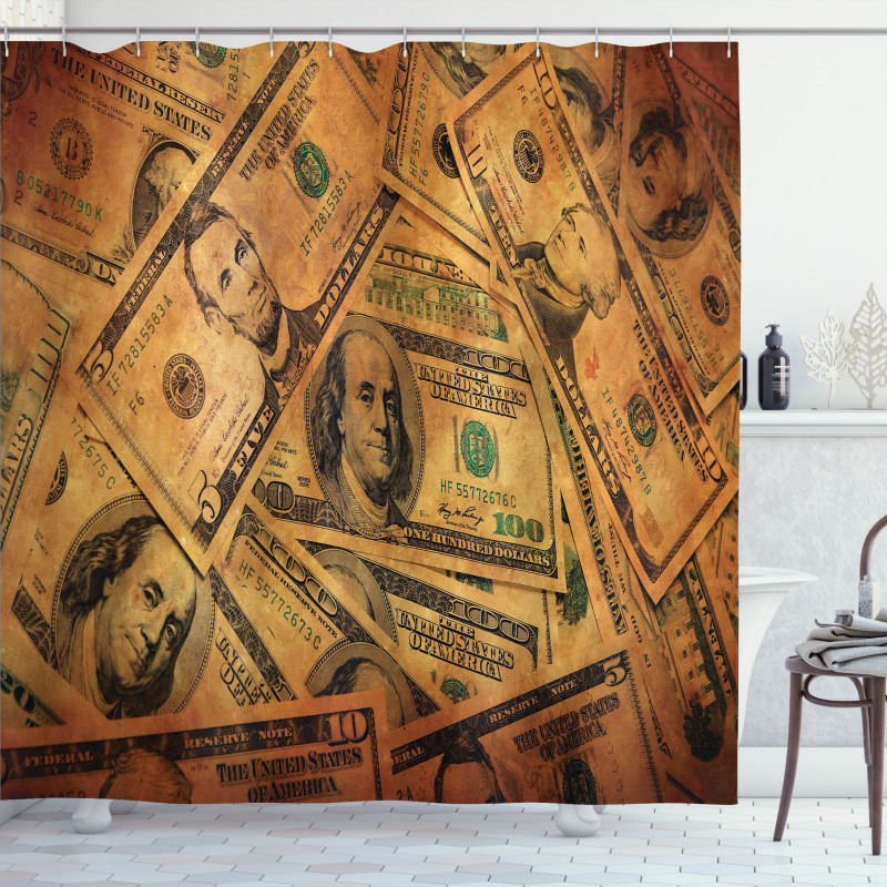 Fiver Sawbuck and C-Note Shower Curtain