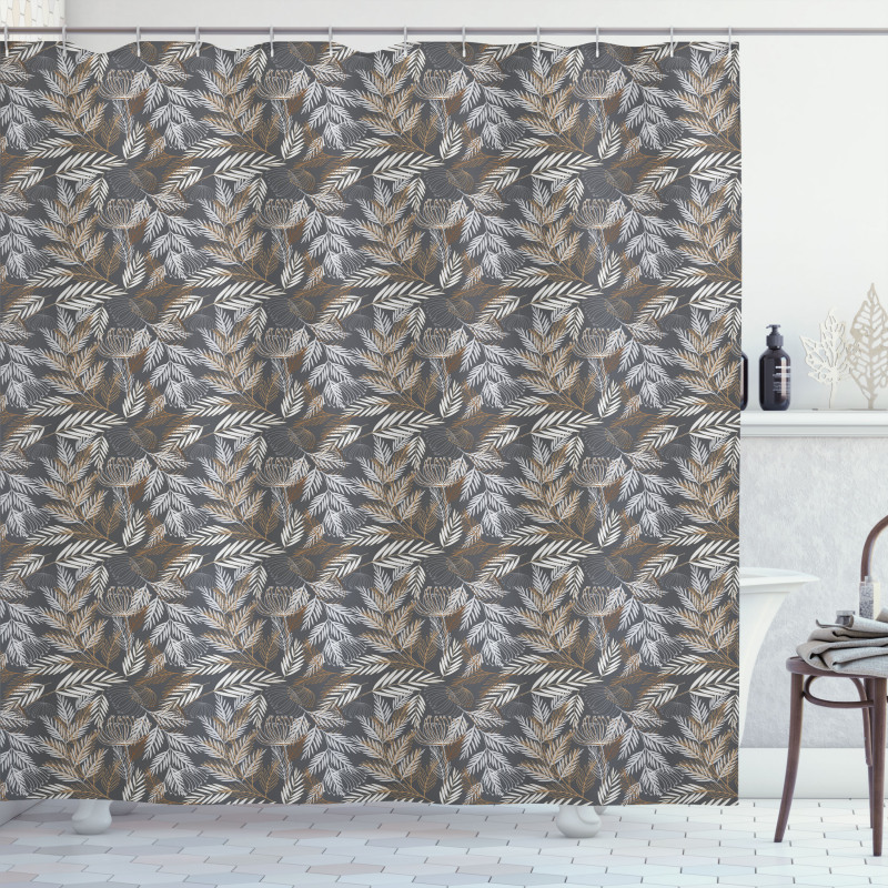 Rustic Branches Leaves Shower Curtain