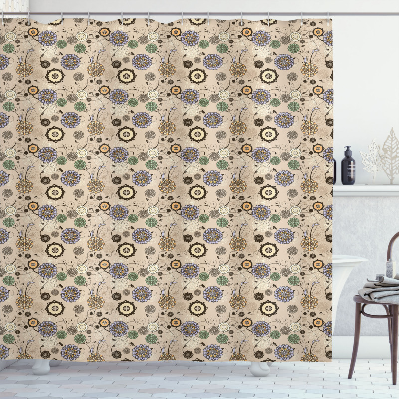 Round Flower Shower Curtain