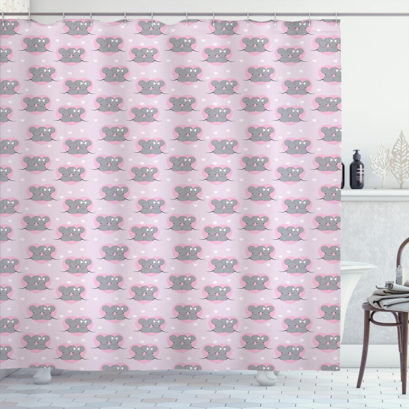 Mouse Hearts Shower Curtain