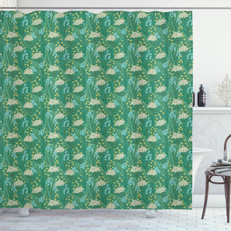 Blooming Leaves Petals Shower Curtain