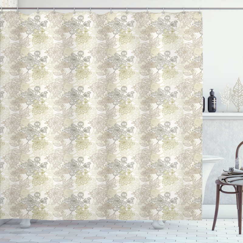 Chrysanthemum Motifs Shower Curtain