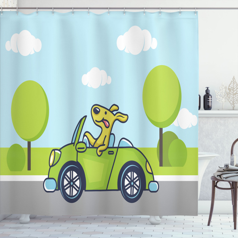 Puppy on the Road Shower Curtain