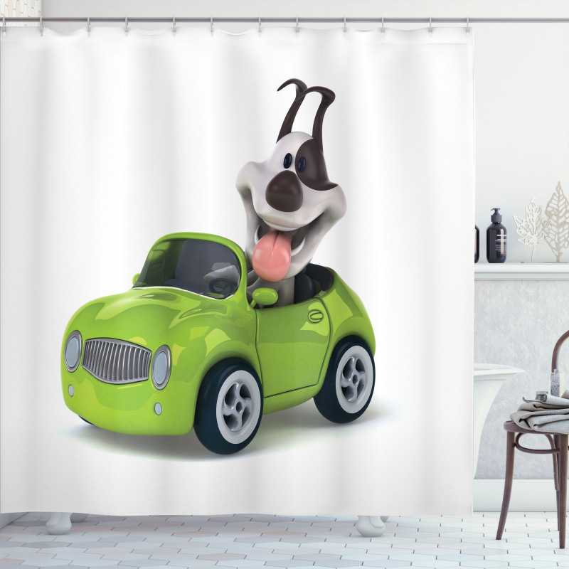 Fun Dog Sports Car Shower Curtain