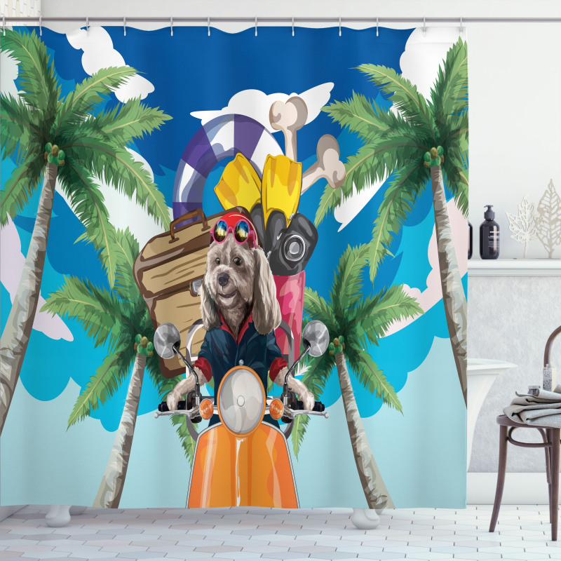 Puppy Tropic Island Shower Curtain