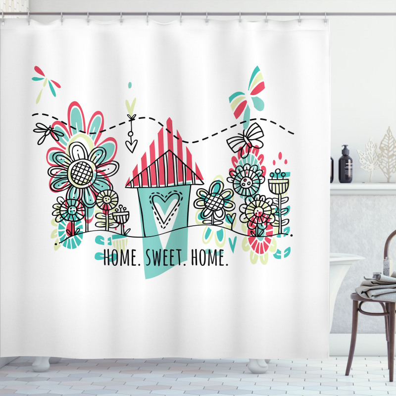 House Heart Shape Shower Curtain