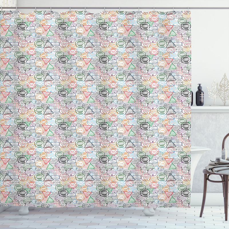 Retro Postal Pattern Shower Curtain