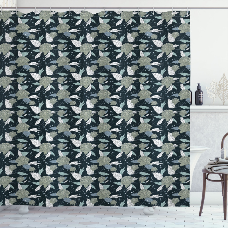 Retro Peonies Shower Curtain