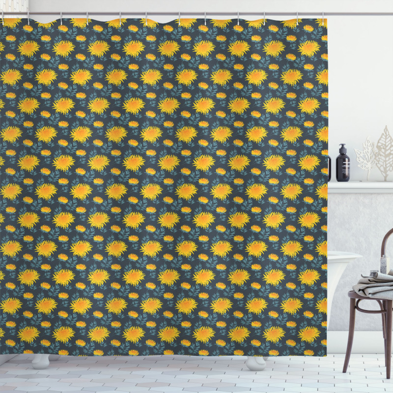 Yellow Chrysanthemum Shower Curtain