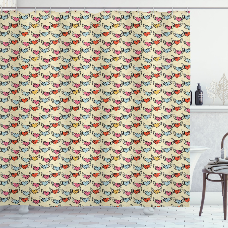 Flying Hearts Shower Curtain