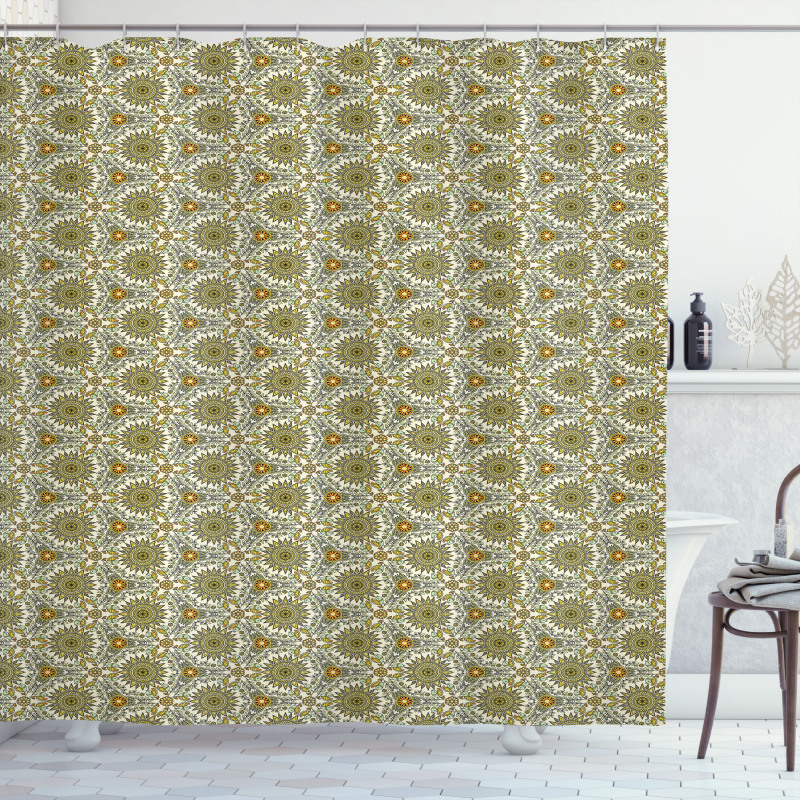 Folkloric Birds and Mandala Shower Curtain