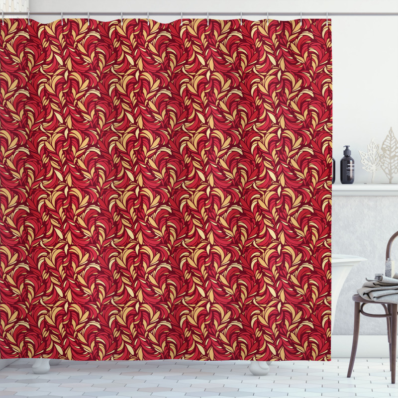 Colored Foliage Pattern Shower Curtain