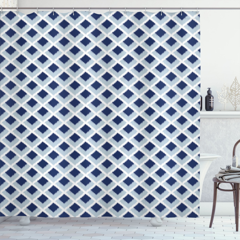 Blue Toned Ikat Modern Shower Curtain