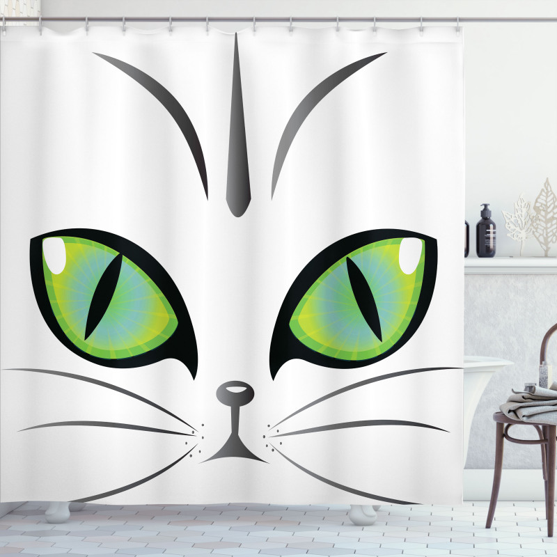 Siberian Cat Watchful Face Shower Curtain
