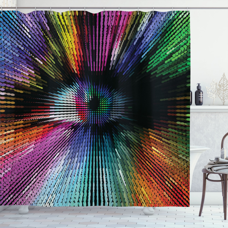 Abstract Vibrant Optical Shower Curtain