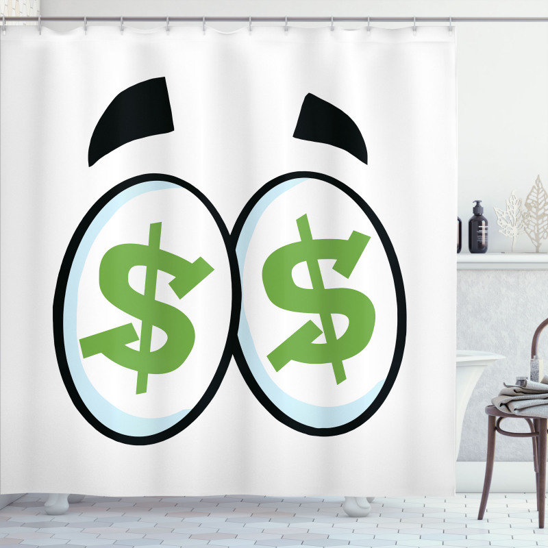 Green Dollar Signs Cartoon Shower Curtain