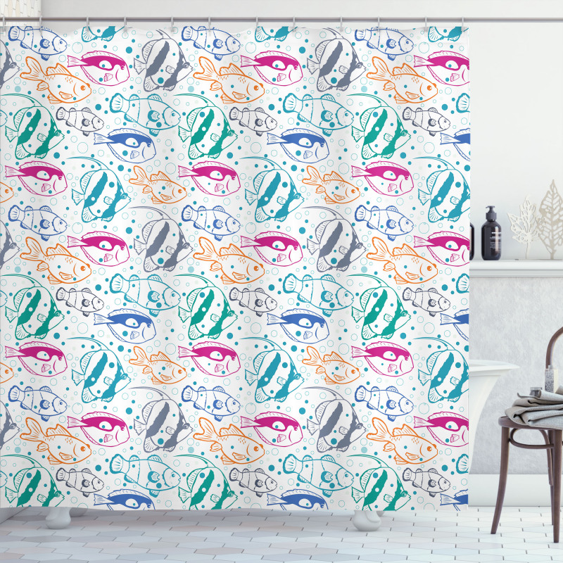 Retro Cartoon Style Shower Curtain