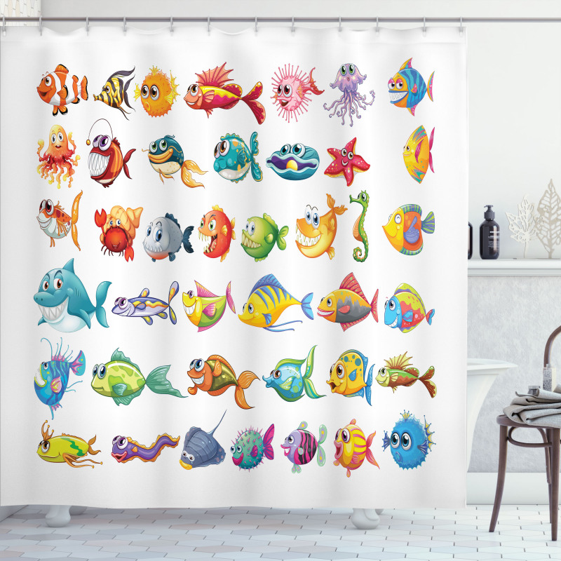 Happy Fish Abstract Shower Curtain