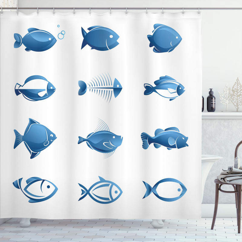 Array of Fish Marine Life Shower Curtain