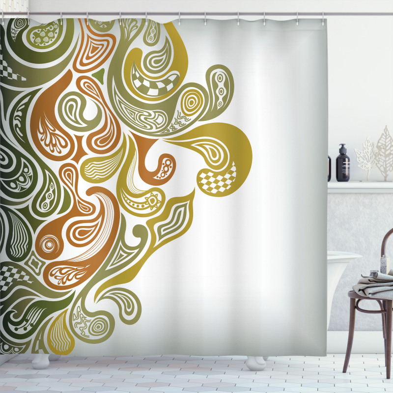 Modern Scroll Leaf Shower Curtain