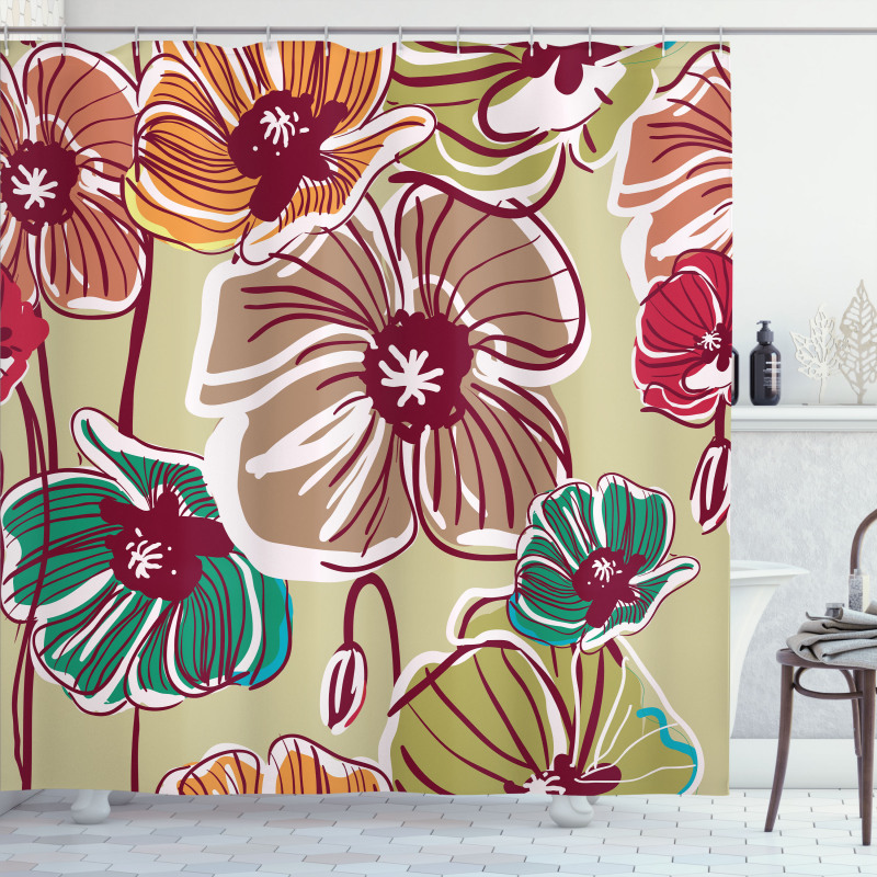 Colorful Poppies Shower Curtain