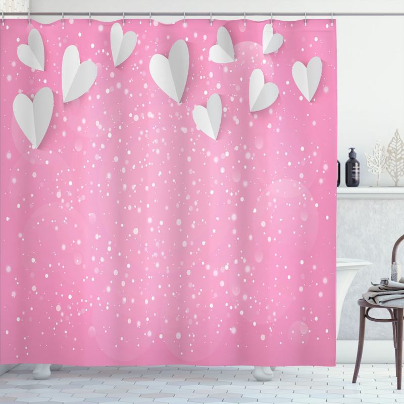 3D Hearts Wings Shower Curtain