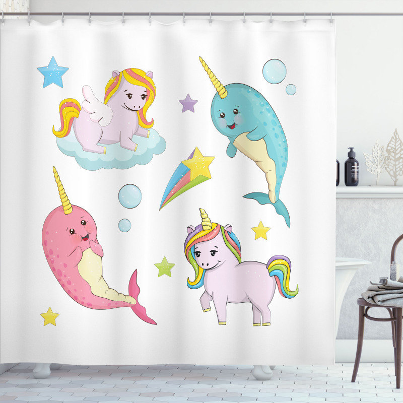 Colorful Rainbow Animal Shower Curtain