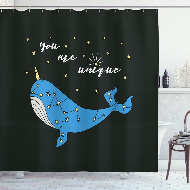 Cartoon Style Whale Shower Curtain