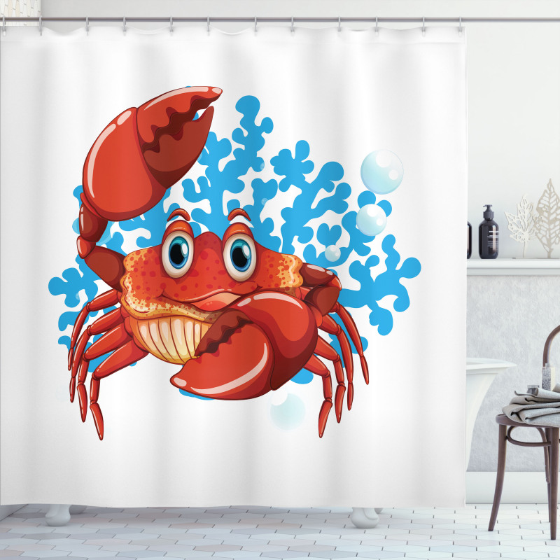 Cartoon Blue Coral Reef Shower Curtain