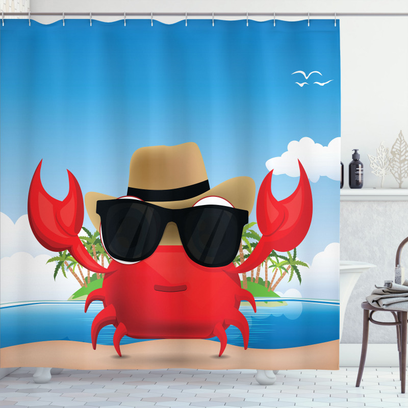 Crustacean Sunglasses Hat Shower Curtain